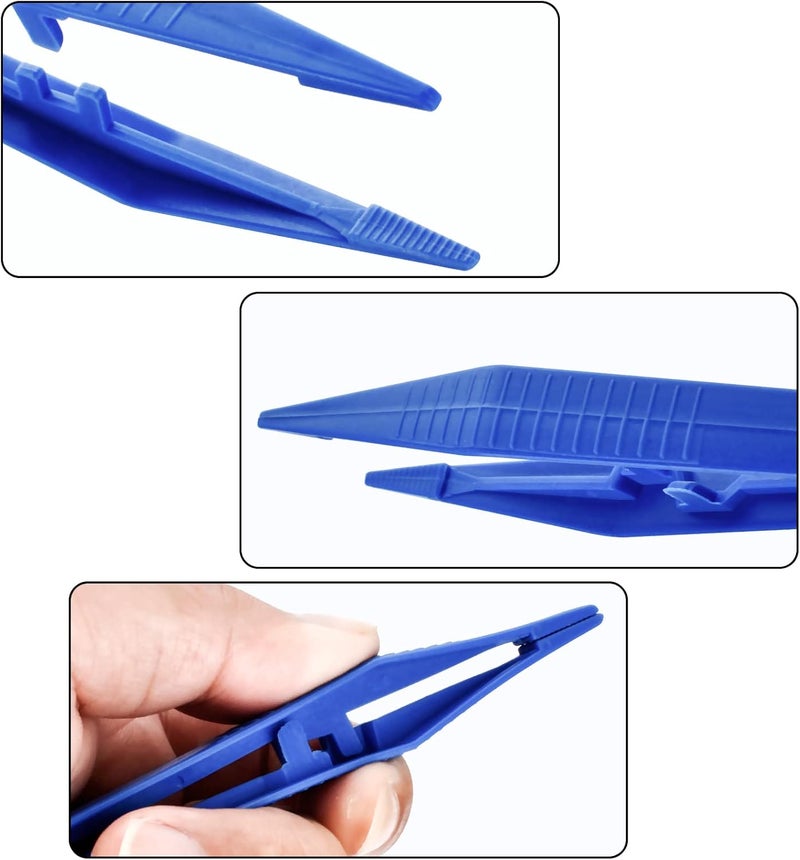 AccEncyc 30 Pcs DisposableTweezers Bulk Pack Blue 5 Inch Plastic Tweezers for Home, School and Lab - Image 2
